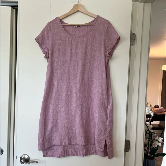 Soft Surroundings Linen Lavender Pink Shift Dress - Picture 2 of 6